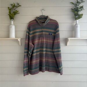 L.L. Bean Striped Multicolor Men's Quarter Zip Pullover Shirt Size XXL
